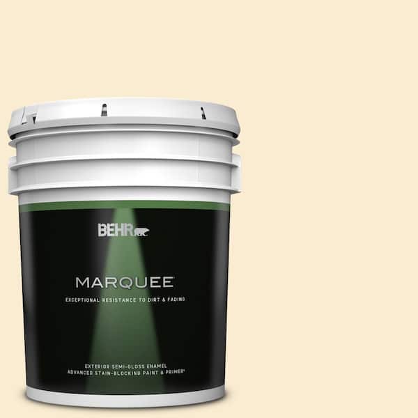 BEHR MARQUEE 5 gal. #OR-W04 Nice Cream Semi-Gloss Enamel Exterior Paint & Primer
