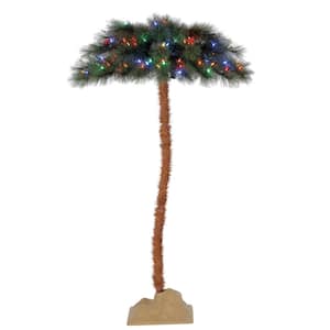5 ft. Pre-Lit Fresno Palm Tree with 100 LED Multi-Color Lights