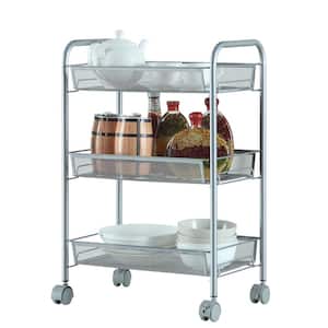 Steel Removable 4-Wheeled Storage Kitchen Cart in Silver