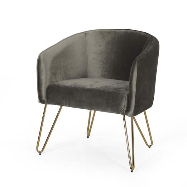 Symptomen Inwoner kool Noble House Fairborn Gold/Gray Velvet Hairpin Leg Club Chair (Set of 2)  105186 - The Home Depot
