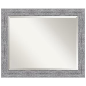 Medium Rectangle Bark Rustic Grey Beveled Glass Casual Mirror (27.25 in. H x 33.25 in. W)