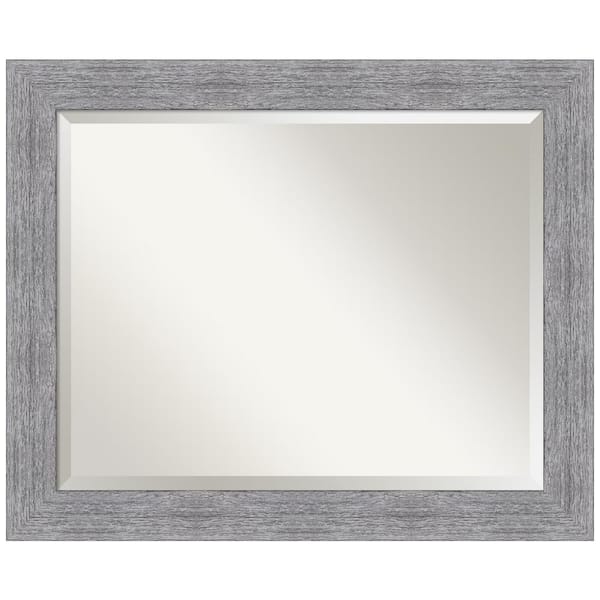 Amanti Art Medium Rectangle Bark Rustic Grey Beveled Glass Casual Mirror (27.25 in. H x 33.25 in. W)