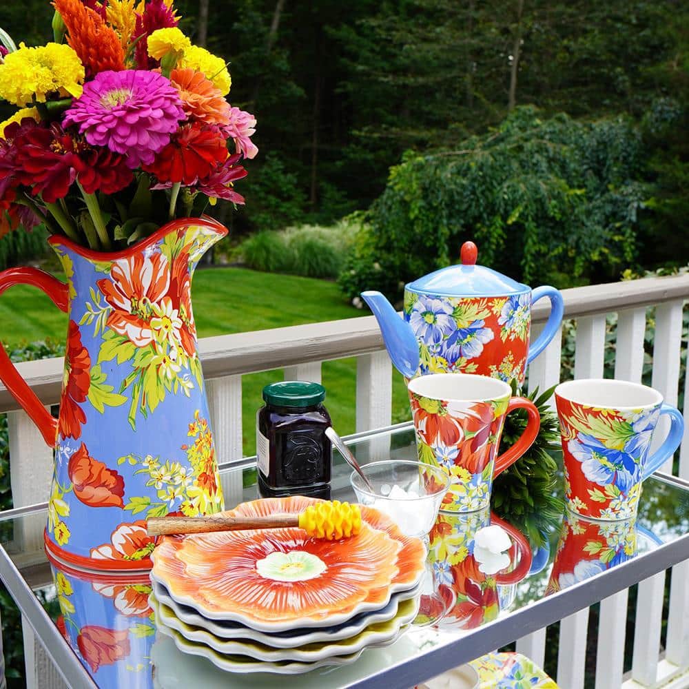 Spring Blossom Red and Blue Ceramic Mug Set