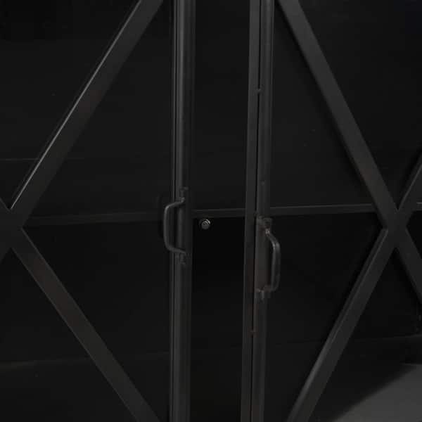 Poppy I 79 in. x 16 in. Metallic Black 4-Glass Door Sideboard