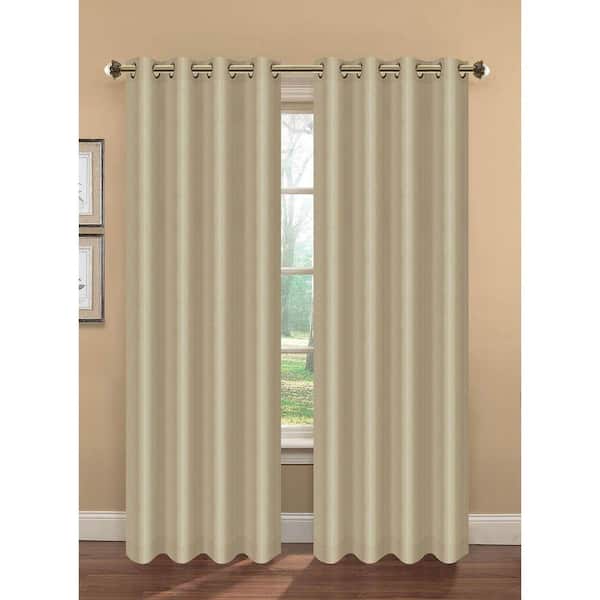 Bella Luna Taupe Faux Silk Extra Wide Grommet Room Darkening Curtain - 54 in. W x 84 in. L (Set of 2)