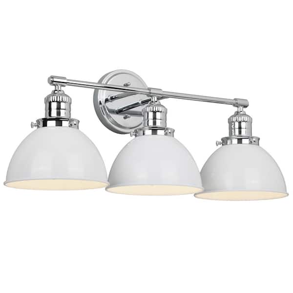 Design House Savannah 26 in. W. 3-Light Polished Chrome Vanity Light with Satin White Shades