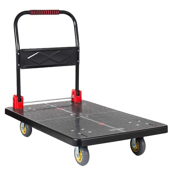 1500 lb. Capacity Heavy Duty Platform Truck Cart Foldable Push Cart Dolly Large Flatbed with 5'' TPR 360 Swivel Wheels