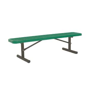6 ft. Diamond Green Portable Commercial Park Bench without Back Surface Mount