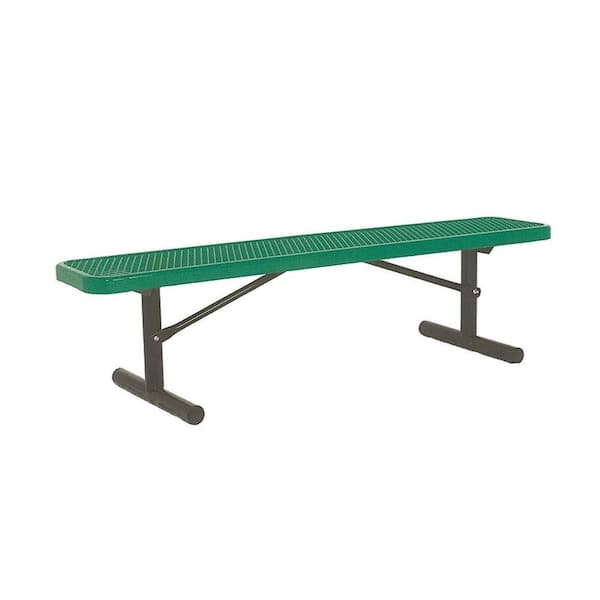 6 ft. Diamond Green Portable Commercial Park Bench without Back