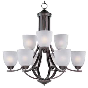 Axis 9-Light Oil Rubbed Bronze Chandelier with Frosted Shade