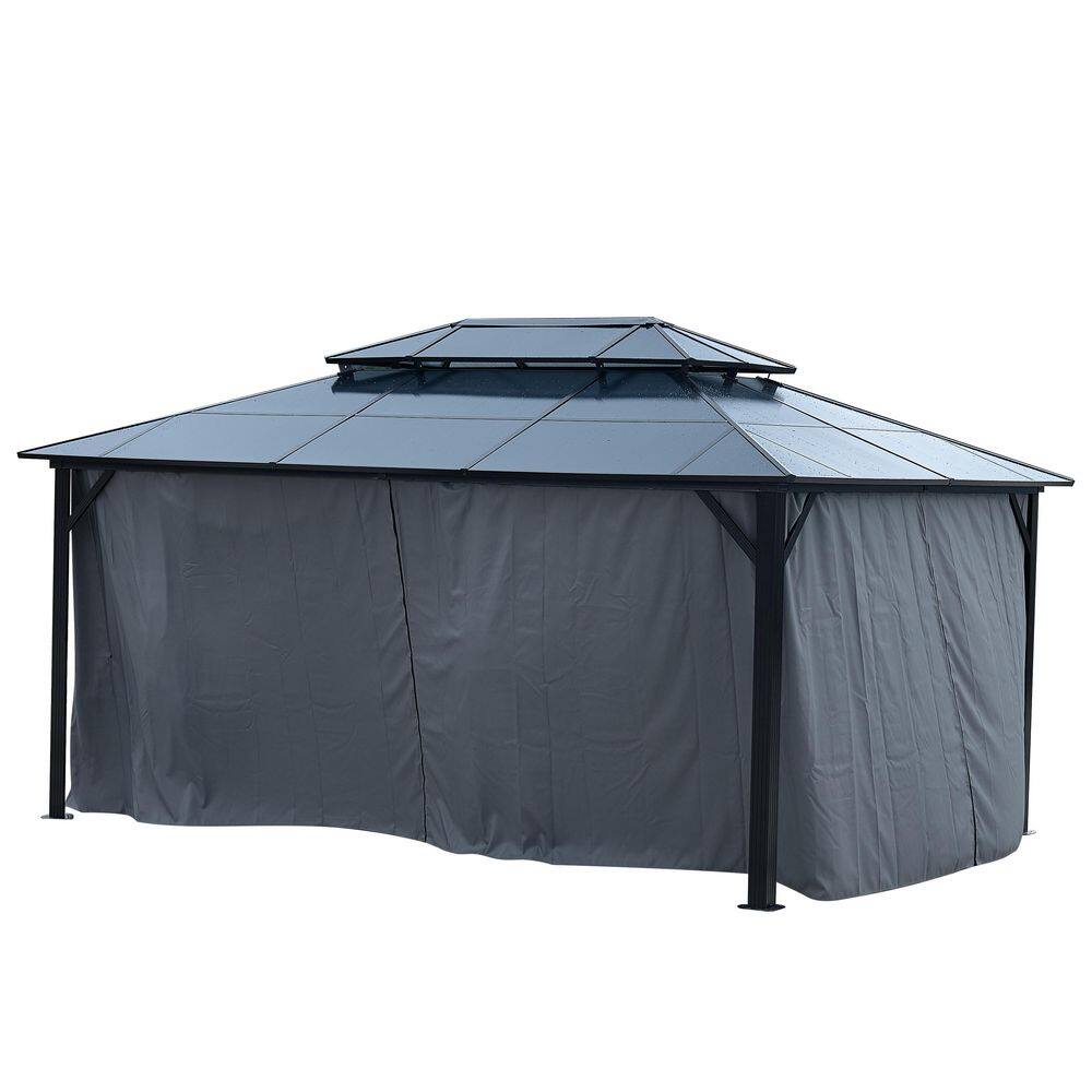 12 ft. x 16 ft. Outdoor Hardtop Gazebo with Polycarbonate Double Roof, Netting & Curtains, for Backyard Gatherings price history on PriceWatchPro