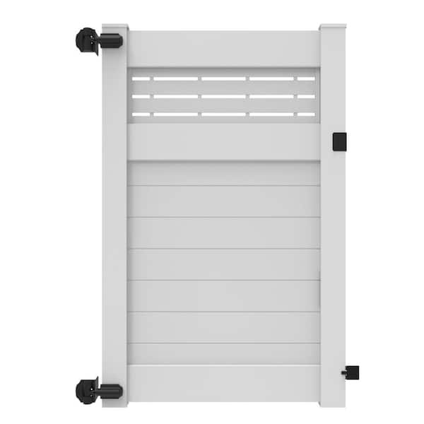 Barrette Outdoor Living Horizontal Fence Boardwalk DSP 6 ft. x 46 in. Vinyl Privacy Gate in White