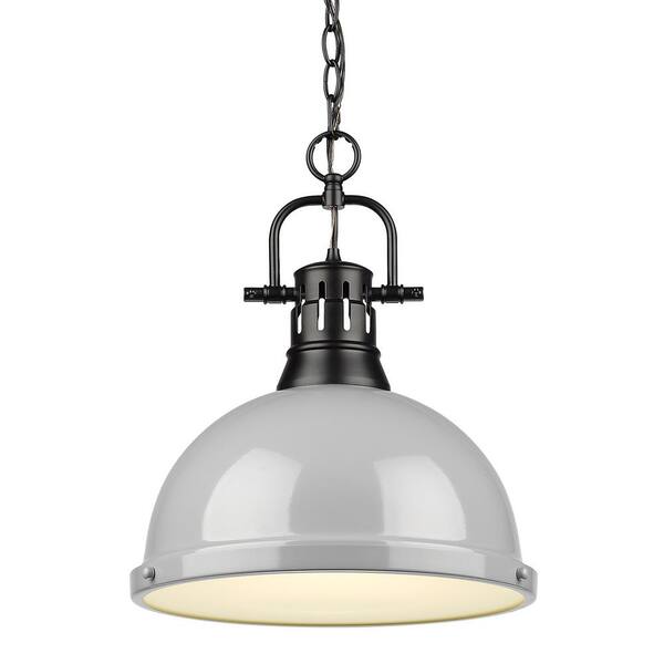Golden Lighting Duncan 1 Light Black Pendant And Chain With Gray Shade 3602 L Blk Gy Golden Lighting Duncan 1 Light Black, Chandelier Lighting Fixtures Homework