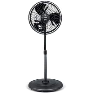 16'' Oscillating Misting Pedestal Fan 2120 CFM with 3-Speed Hose Connector Black