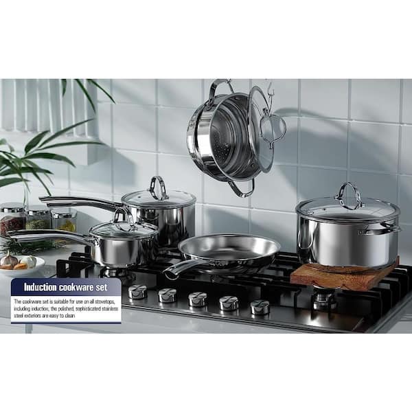 Cooks Standard 02631 Classic 10 Piece Stainless Steel Cookware Set Silver