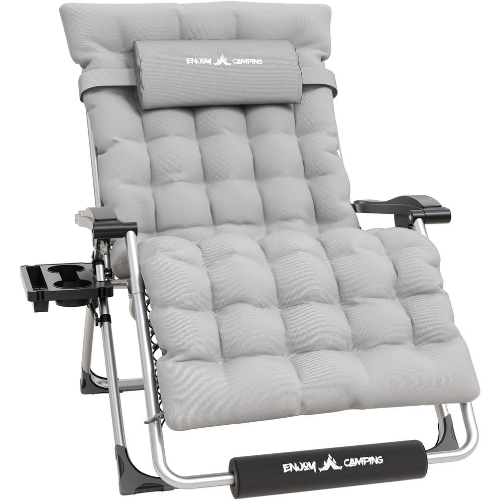 Metal Folding Deck Chair with Cushions