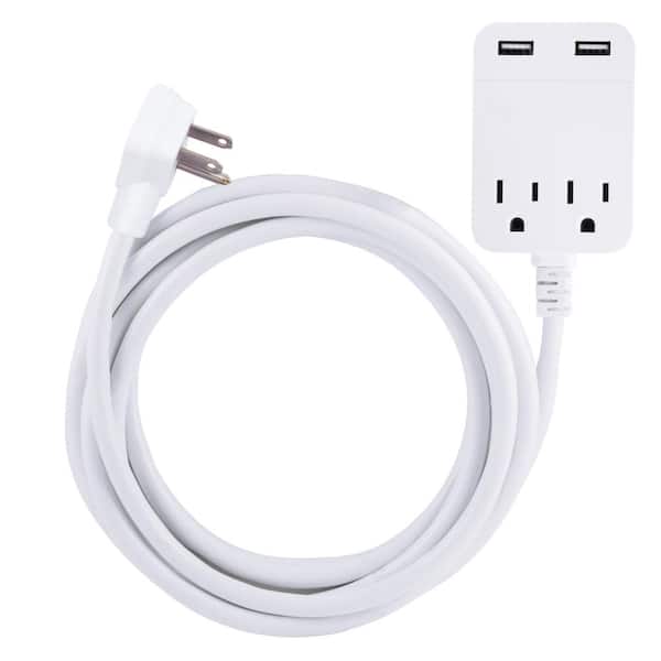 GE 2-Outlet 2 USB Extension Cord Surge Protection with 12 ft. Cord