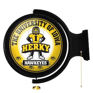 Iowa Hawkeyes: Herky Design - Original "Pub Style" Round Rotating Lighted Wall Sign (23"L x 21"W x 5"H)