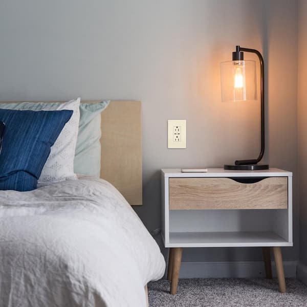 radiant 15 Amp 125-Volt Decorator Duplex Outlet with 6.0 Amp Type C/C USB, Light Almond