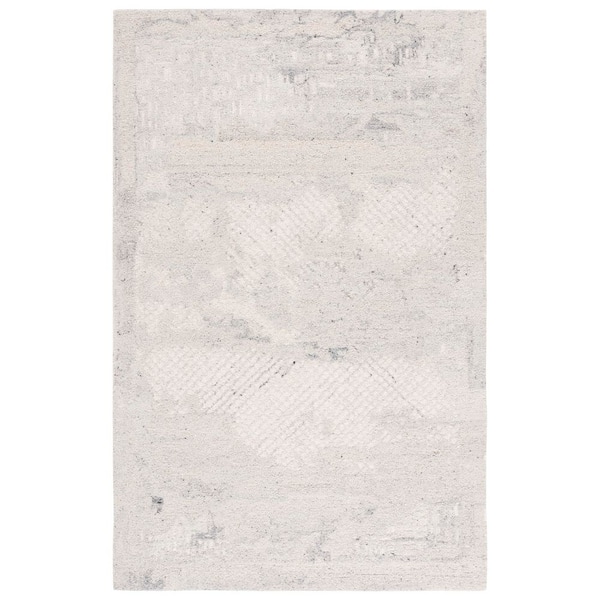 Harvest 8 ft. x 10 ft. Silver/Ivory Distressed Diamond Area Rug
