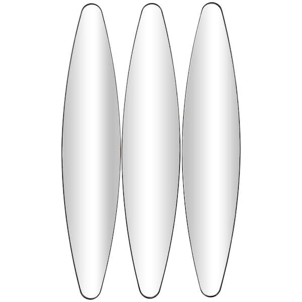 47 in. x 10 in. Elongated Oval Oval Framed Black Wall Mirror (Set of 3)