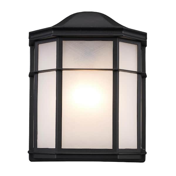 Andrews Black LED Outdoor Pocket Wall Light Fixture with Frosted Acrylic Shade