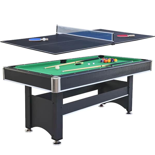 72 in. 2-in-1 Billiards Table Table Tennis Table with Complete Green Billiards and Black Table Tennis Equipment