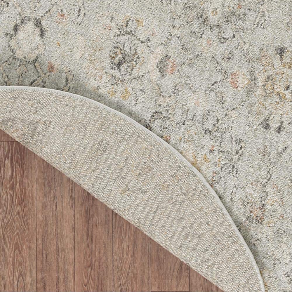 Mint Green Round Synthetic Floral Area Rug 7'10"