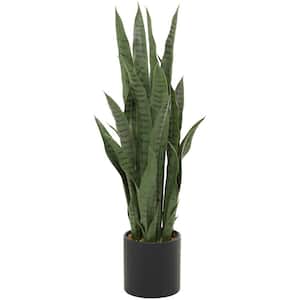 36 in. H Snake Artificial Plant with Realistic Leaves and Black Porcelain Pot