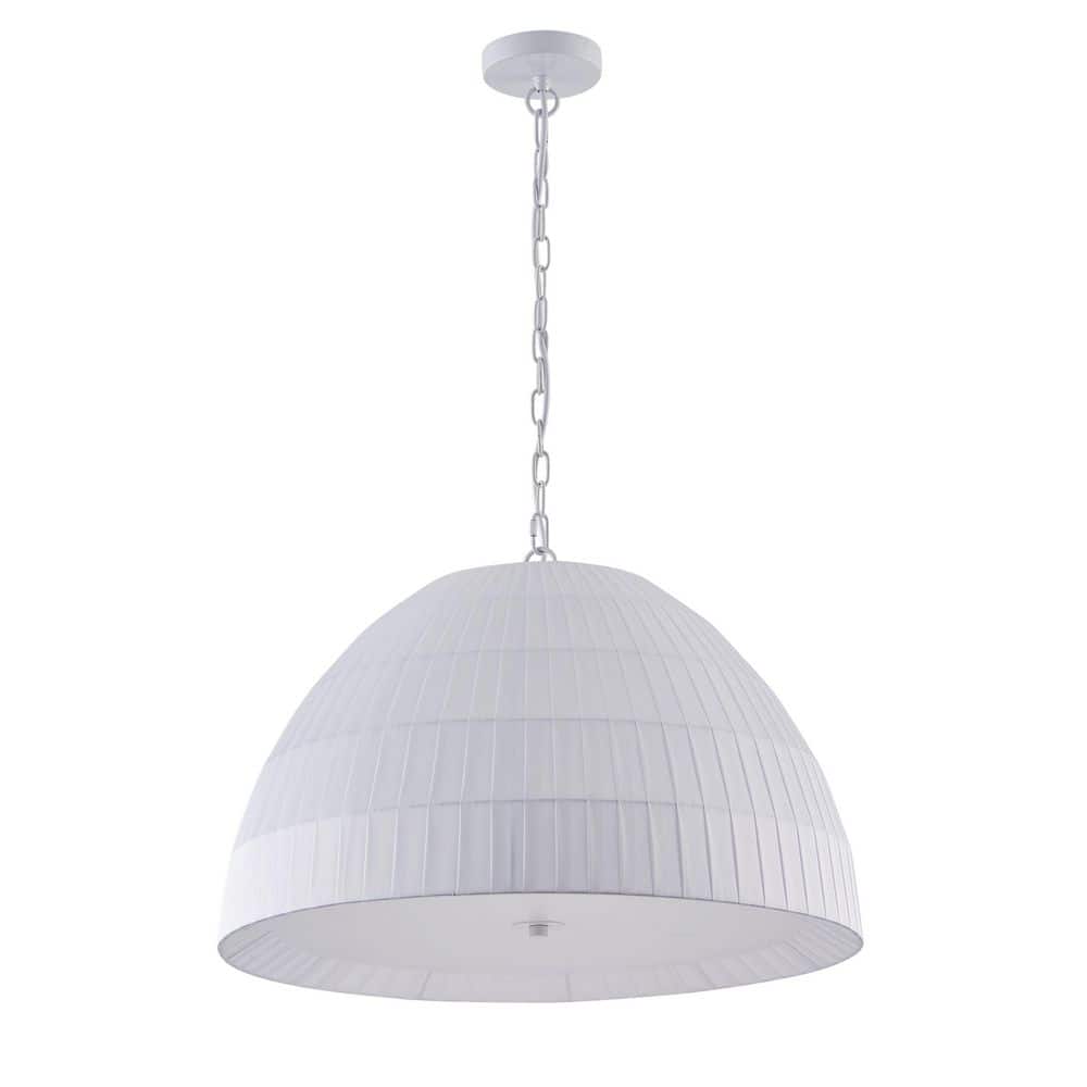 23.62 in. 3-Light Kitchen Island White Chhandeliers with Fabric Shade
