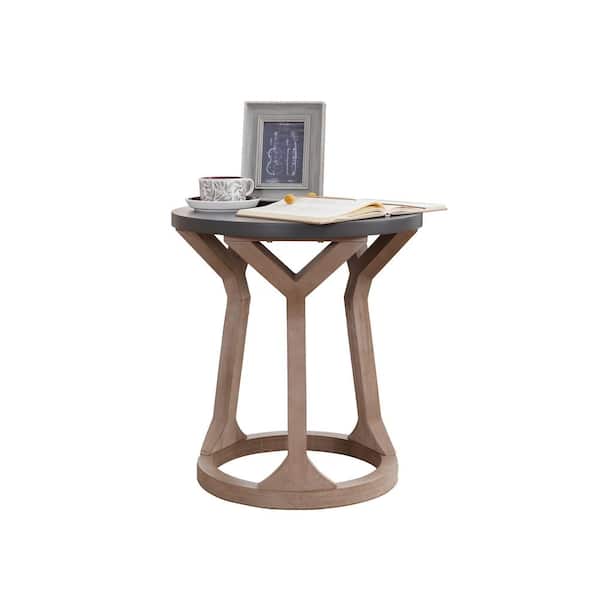 Ahokua 20.01 in. Grey Round MDF End Table