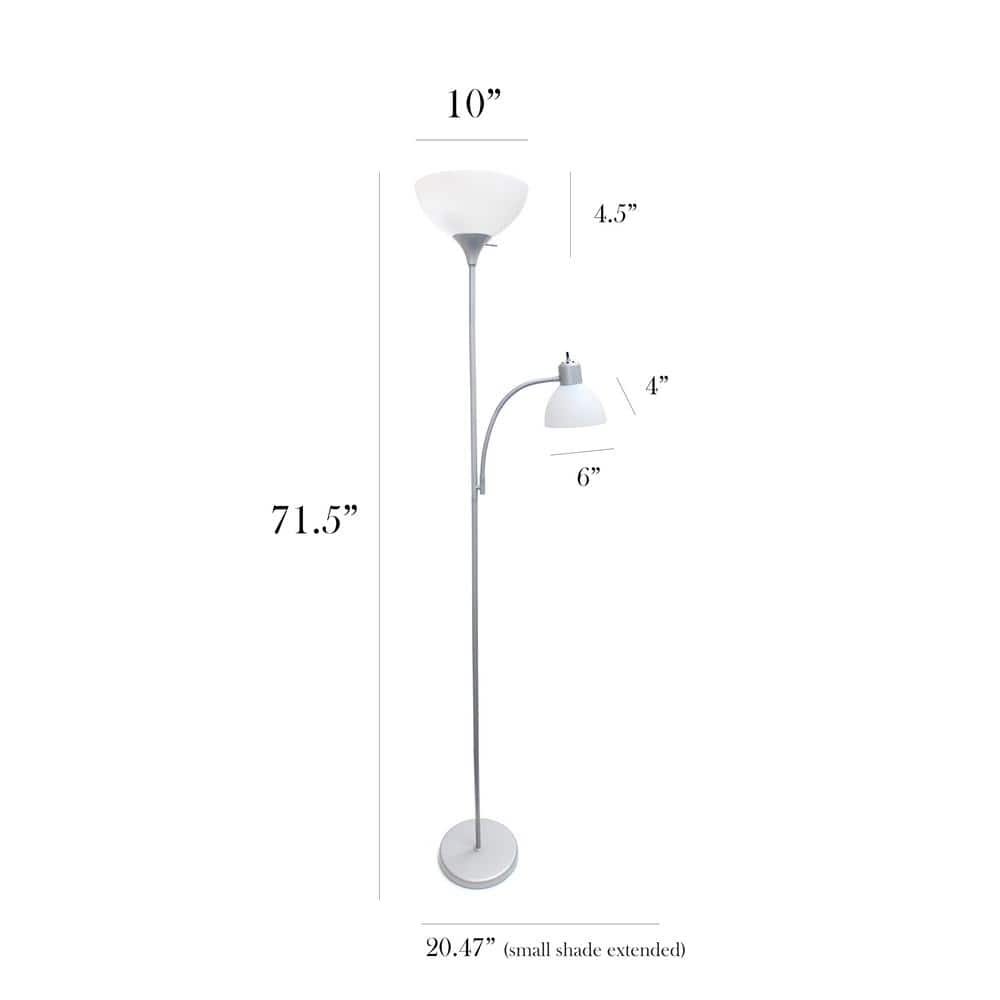 Adjustable White and Silver Metal Floor Lamp with Lampshade