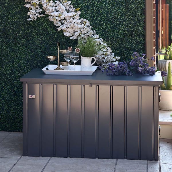 Outdoor Deck Box 120 Gallon Waterproof Lockable Storage Box Container with Lid Deck Box, Gray