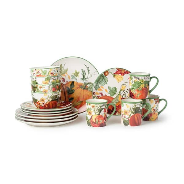 Harvest Fields 16-Piece Multicolored Ceramic Dinnerware Set (Service Set for 4)