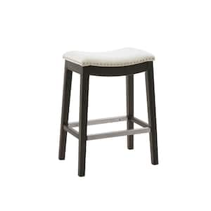 Nomad 27.36 in. Cream Wood Counter Stool with Saddle