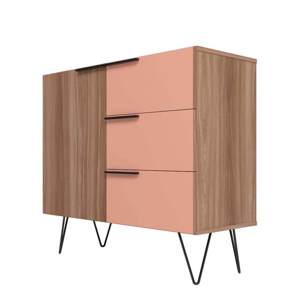 Mid-Century Mirrored Black Horizontal Combo Dresser