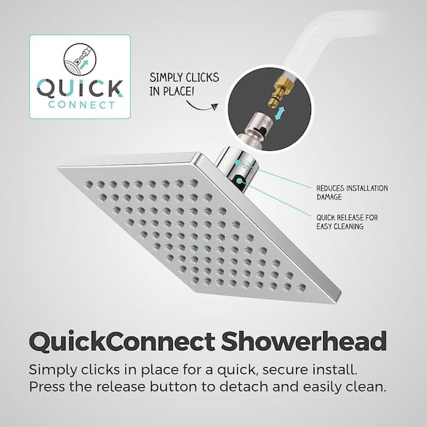 Universal 1-Spray Patterns with 1.75 GPM 6 in. Square Wall Mount Fixed Shower Head in Polished Chrome