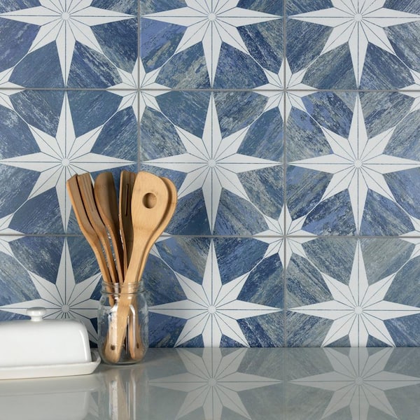 Cassis Stella Blue Day 9-3/4 in. x 9-3/4 in. Porcelain Floor and Wall Tile (10.88 sq. ft./Case)