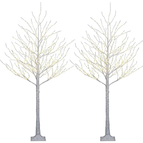 Lightshare 8 ft. Pre-Lit Birch Tree with Fairy Lights Warm White ...