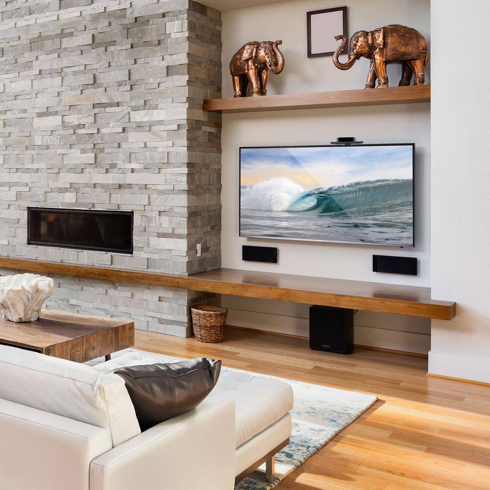 Black Solid Steel Floating Wall-Mounted Shelf for TV Components