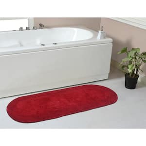 Double Ruffle Collection 100% Cotton Bath Rugs Set, 21x54 Runner, Red