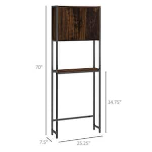 25.25" W x 7.5" D x 70" H Rustic Brown Freestanding Over-The-Toilet Bathroom Storage Cabinet