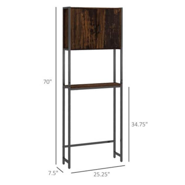 Sarlai 25.25" W x 7.5" D x 70" H Rustic Brown Freestanding Over-The-Toilet Bathroom Storage Cabinet
