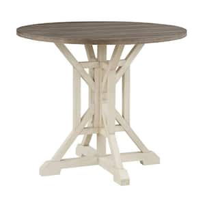 Bar Harbor 42 in. Round Cream Counter Height Wood Dining Table ( Seats-4)