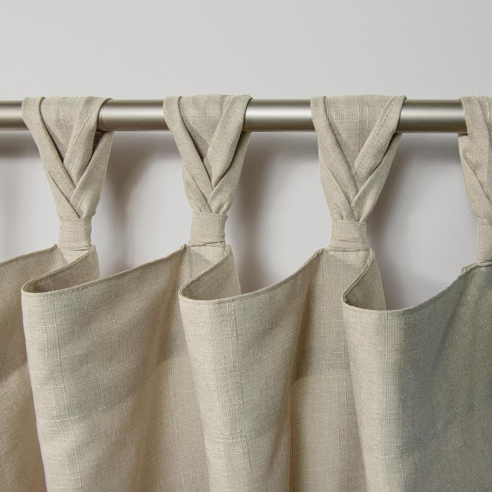 Natural Linen Tab Top Light-Filtering Curtain Panel Pair