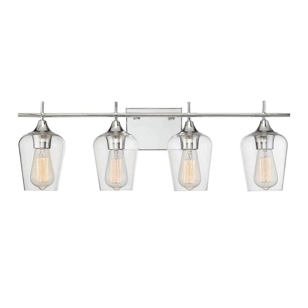 RRTYO Fritts 28.7 in. 4-Light Chrome Modern Vanity Light with Clear ...