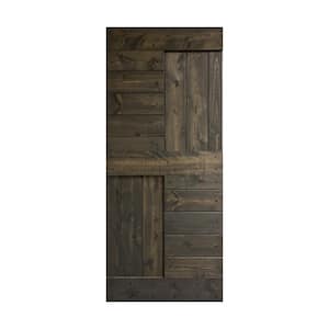 S Series 36 in. x 84 in. Carbon Gray Knotty Pine Wood Barn Door Slab