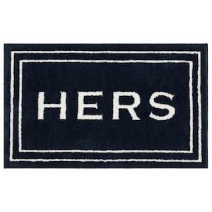 Hers Indigo 24 in. x 40 in. Blue Polyester Machine Washable Bath Mat