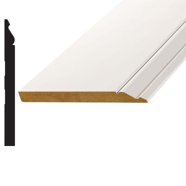 5/8 in. D x 5-1/4 in. W x 96 in. L Primed White MDF Baseboard Moulding