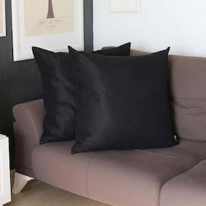 Honey Decorative Throw Pillow Cover Solid Color 26 in. x 26 in. Black Square Euro Pillowcase Set of 2